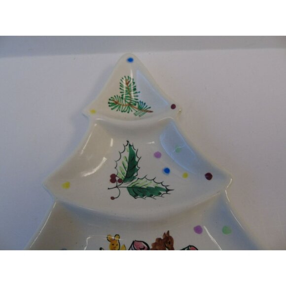 Vintage Ceramic Christmas Tree Serving Piece Hand Painted Made In Italy - Picture 3 of 7